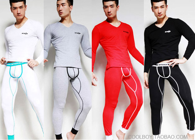 88 intouch male underwear set V-neck long johns long johns set 607 100% cotton tights basic