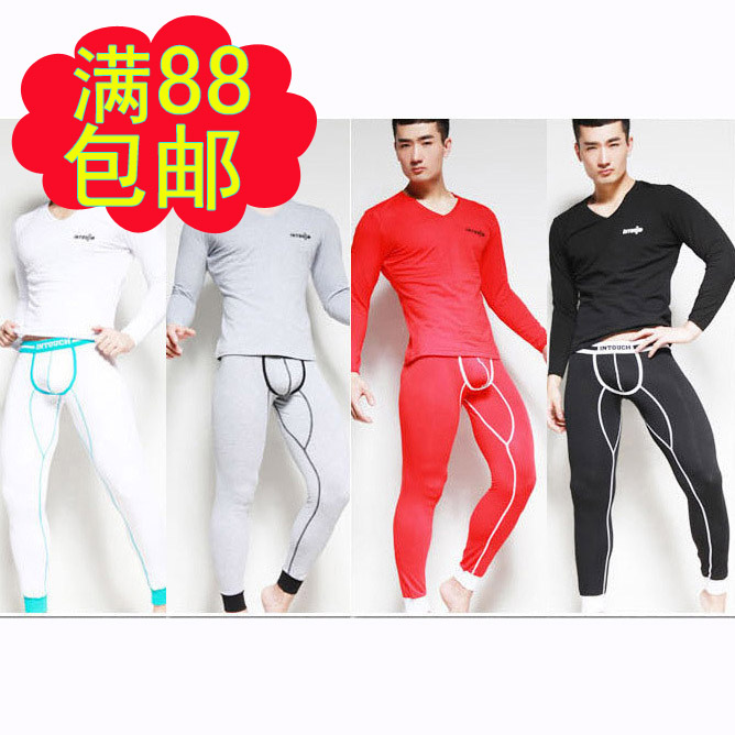 88 intouch male underwear set V-neck long johns long johns set 607 100% cotton tights basic