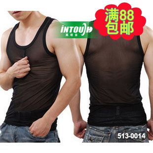 88 intouch male vest 513 sexy fashion transparent gauze vest