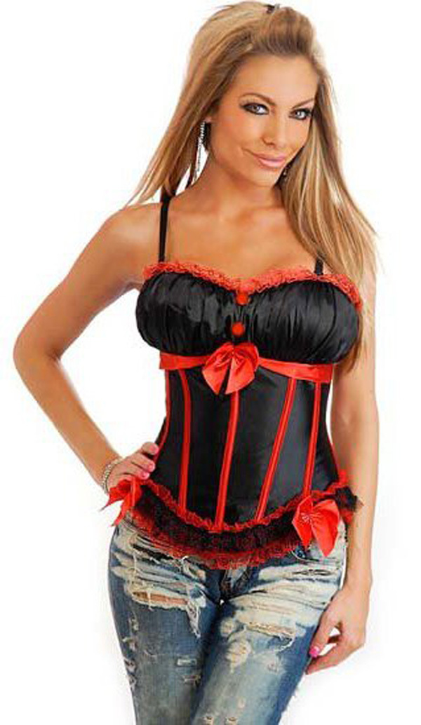 8899 black+red  Dropshipping  Women intimates sexy lingerie satin  corset  wholesale retail