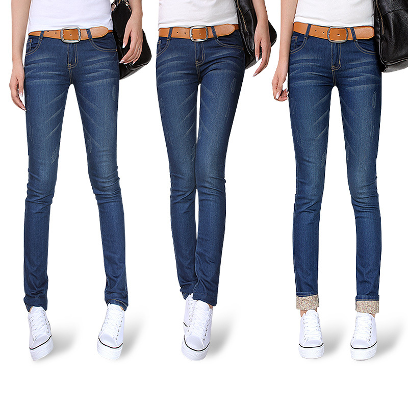 899 spring elastic pencil jeans plus size two ways mid waist