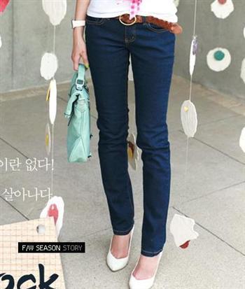 8C  water wash skinny pants women's slim denim trousers autumn and winter legging pencil pants