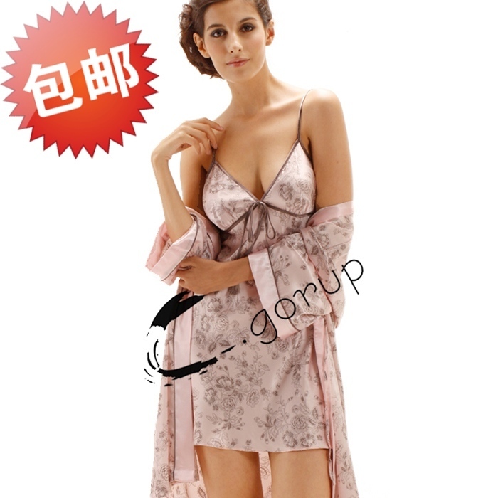 9 2012 spring and summer silk sleepwear female spaghetti strap dress nightgown bath robe twinset sexy sleepwear night dressing