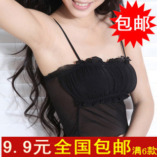 9.9 underwear tube top spaghetti strap basic vest full lace tube top built-in pad