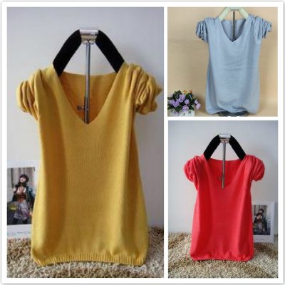 9.96$ Free shipping-7 colors! New arrival autumn women's sweater all-match solid color V-ceck long-sleeve basic shirt