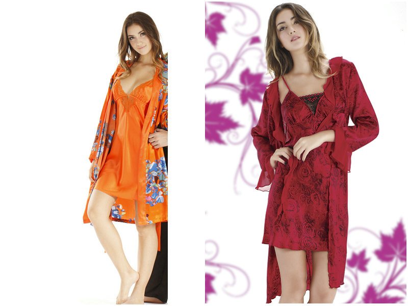 9 Silk sleepwear women 2 piece female spaghetti strap dress nightgown robe twinset sexy temptation red lace evening gown