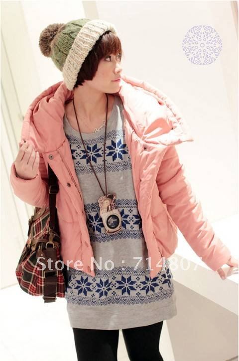 9131 Korean version of the warm models big yards large cap value solid color scarf collar short paragraph cotton