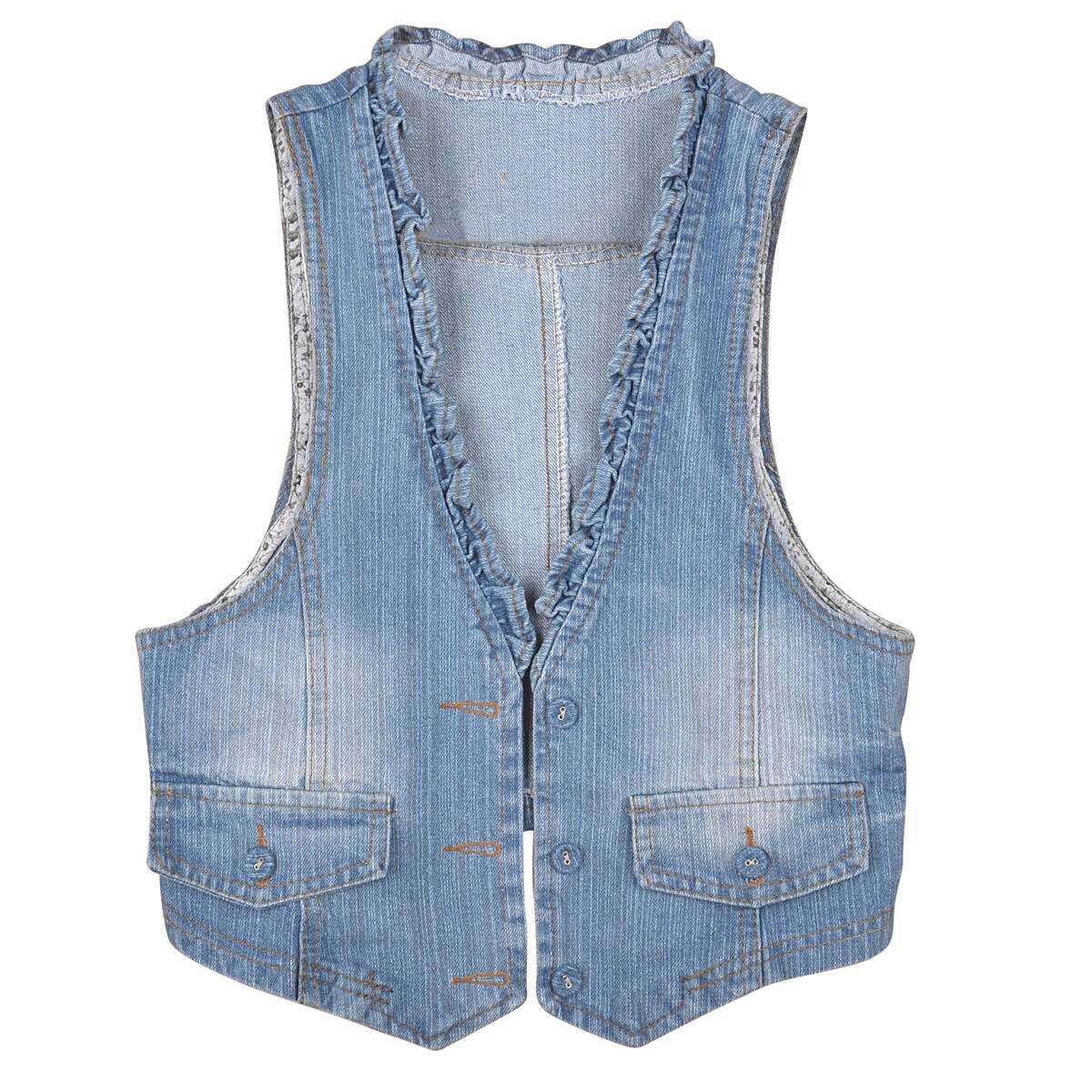 922 professional vest ruffle hem denim vest