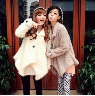 9353 2012 autumn and winter irregular sweep single breasted velvet long-sleeve fur coat women