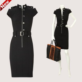 [938]Free Shipping New Arrival Women's Dress Military Style Dresses Stand-up Collor jacket UK SIZE 8-16