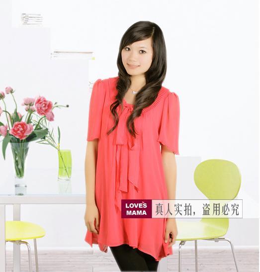 96238 fushia mama loves pressure pleated neckline faux silk maternity top maternity shirt