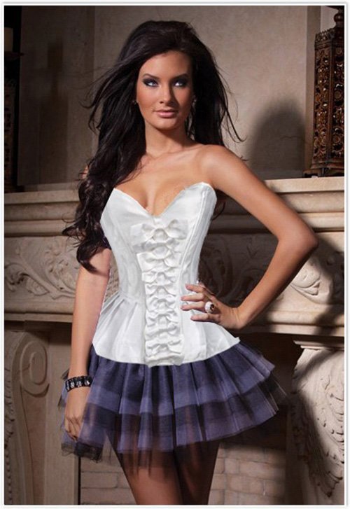 973  - Shapers , Bustiers , WHITE St. Patrick's Day Skirted Corset