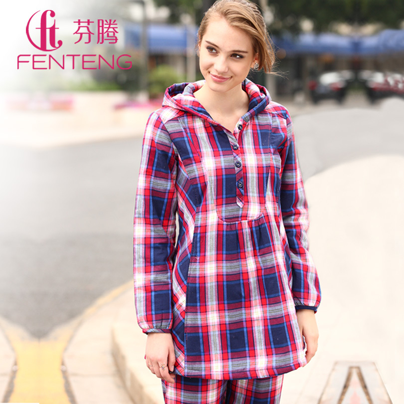 99 sleepwear spring women's magic cube thin cotton-padded thickening knitted cotton lounge set