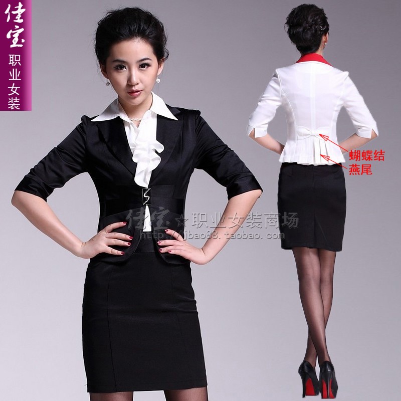 9908 half sleeve blazer western dress excellent fabric white powder black slim beauty set professional white collar