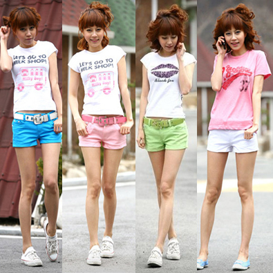 9920 2013 candy color 100% multicolour cotton shorts female