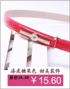 999 2 quality beautiful japanned leather candy color sweet brief women's belt strap