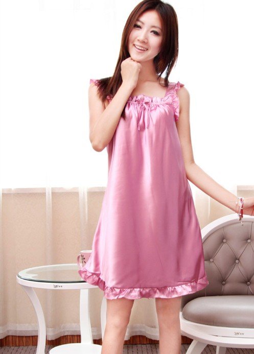 9DR061907wholesale/retail lovely pink butterfly  flouncing sleeping wear dress