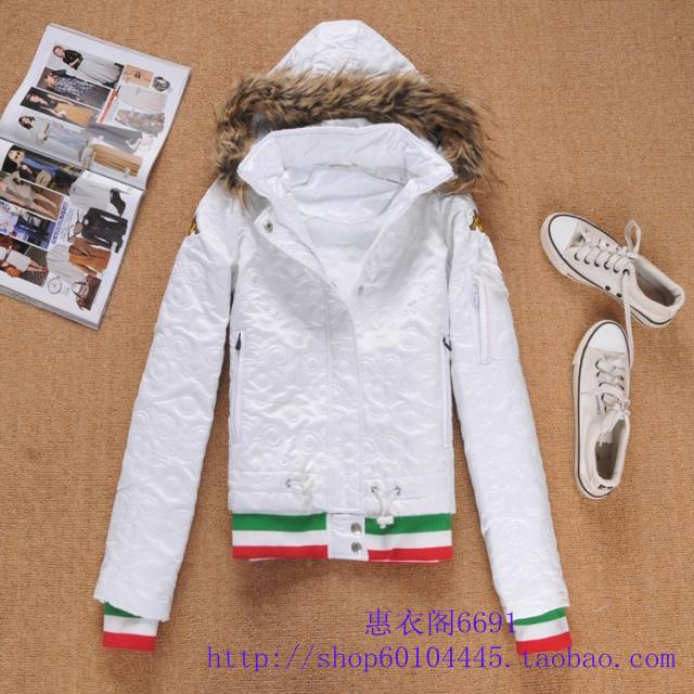 A-7 autumn and winter female wadded jacket thermal all-match short design with a hood fur collar casual sports thickening