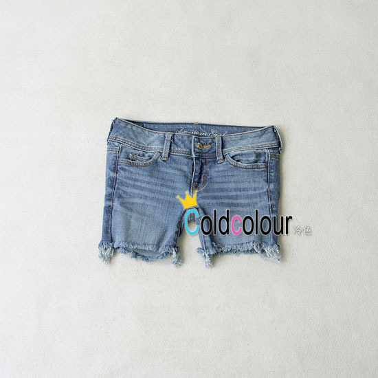 A e water wash edging denim shorts