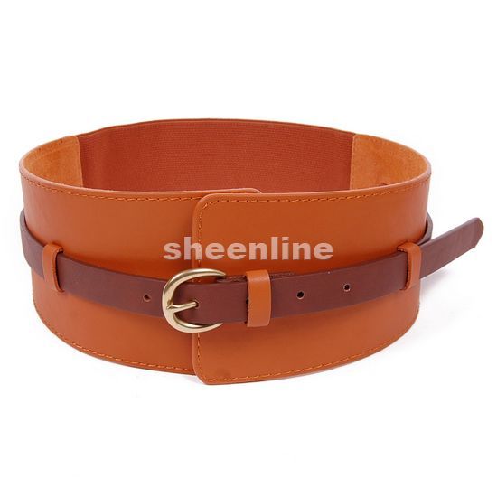 A Freeshipping Sheenline fashion genuine leather belts women's elegant bandage elastic wide cummerbund belt