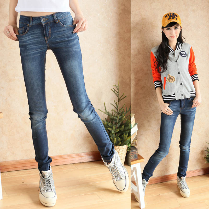 A034-055 female 2012 slim low-waist wearing white jeans skinny pants pencil pants