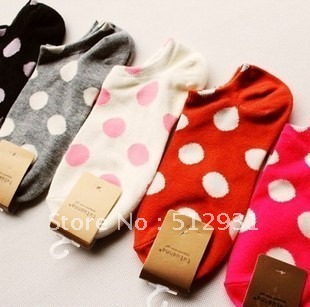 A036 socks summer dot lace decoration 100% cotton sock women's sock slippers