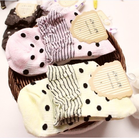 A092 socks lace decoration bubble stripe women's sock