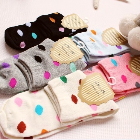 A100 socks summer candy color dot polka dot padded 100% cotton socks sock