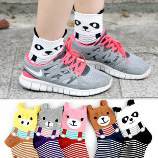 A104 lovely candy color cartoon 100% cotton socks free shipping