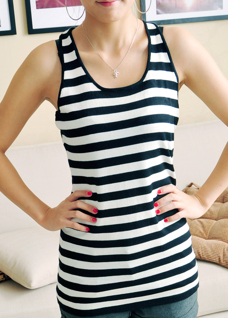 A111 2013 spring women's sweet stripe slim pullover sleeveless vest