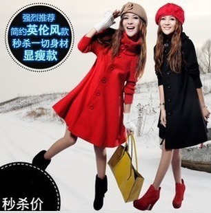 A231 2012 autumn and winter plus size trench long design women's overcoat woolen outerwear