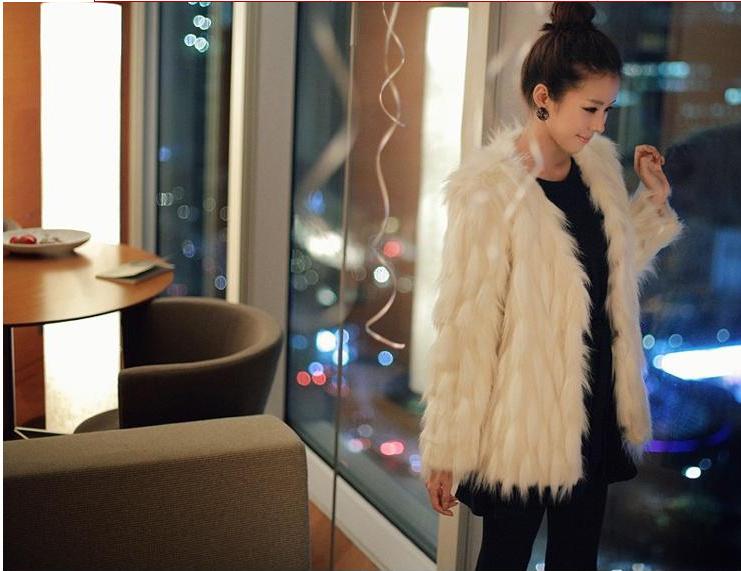 A255 autumn long solid color fur overcoat