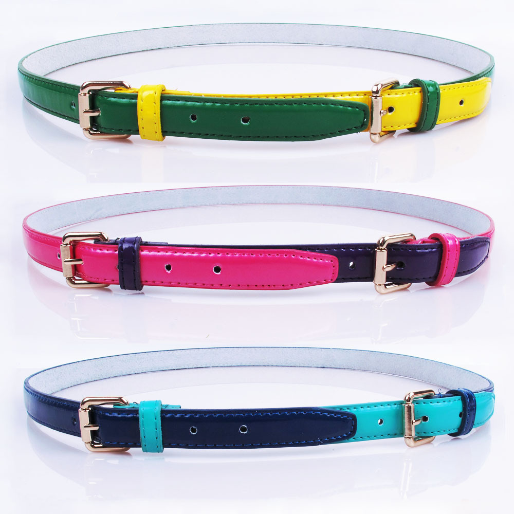 A26 dual color block decoration cowhide strap lengthen genuine two-color leather genuine leather belt