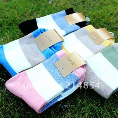 A268 all-match stripe women's cotton sock knee stocking