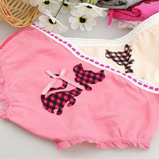 A273 20pcs/lot  women's cartoon fashion sexy plaid 100% cotton bow cat panties low-waist briefs