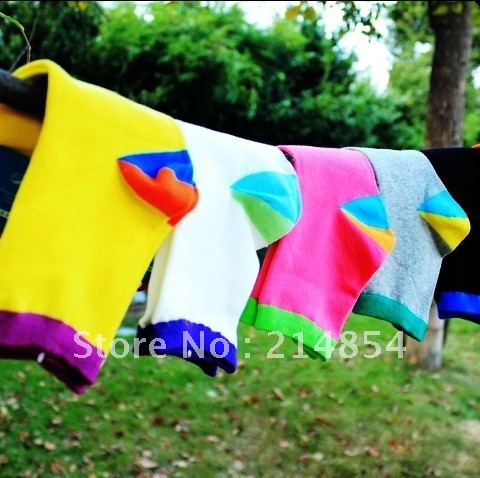 A286 candy color block rearfoot colorant match women's cotton socks