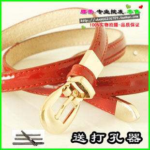 A31 candy color genuine leather women's strap beauty female gold buckle pin buckle thin belt Women