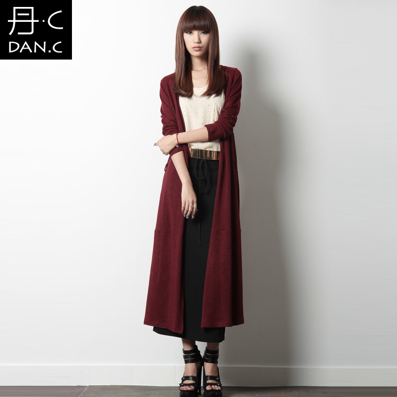 A41 spring ultra long paragraph women's thin knitted patchwork chiffon outerwear cardigan thin trench