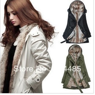 [A50] Faux fur lining 2012 New fur Jackets winter warm jacket coats wholesale Free Shipping 3 COLORS SIZE:  S/M/L/XL/XXL/XXXL