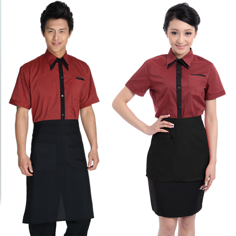 Ab608 gold waiter uniform short-sleeve summer work wear summer work wear