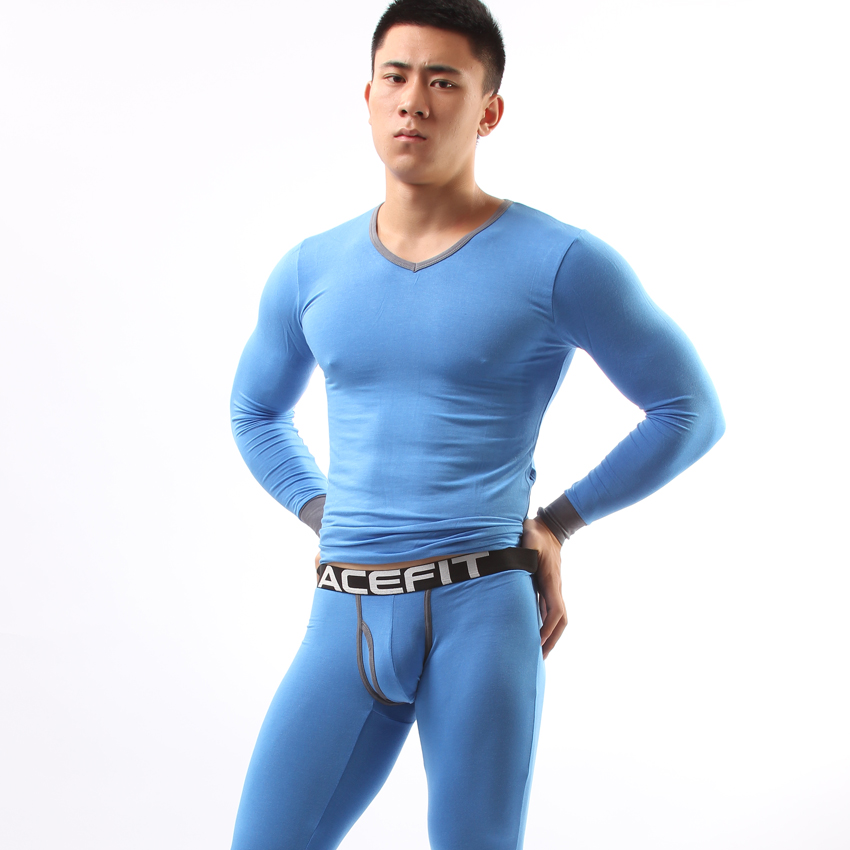 Acefit thin men's thermal underwear set long johns long johns modal set blue 302-la54