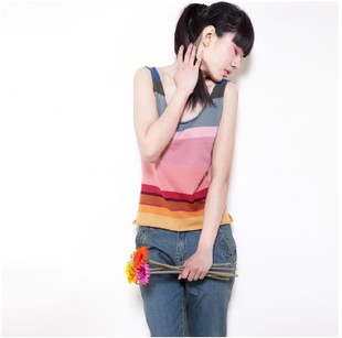 Achromatous woven vest 100% cotton spaghetti strap female