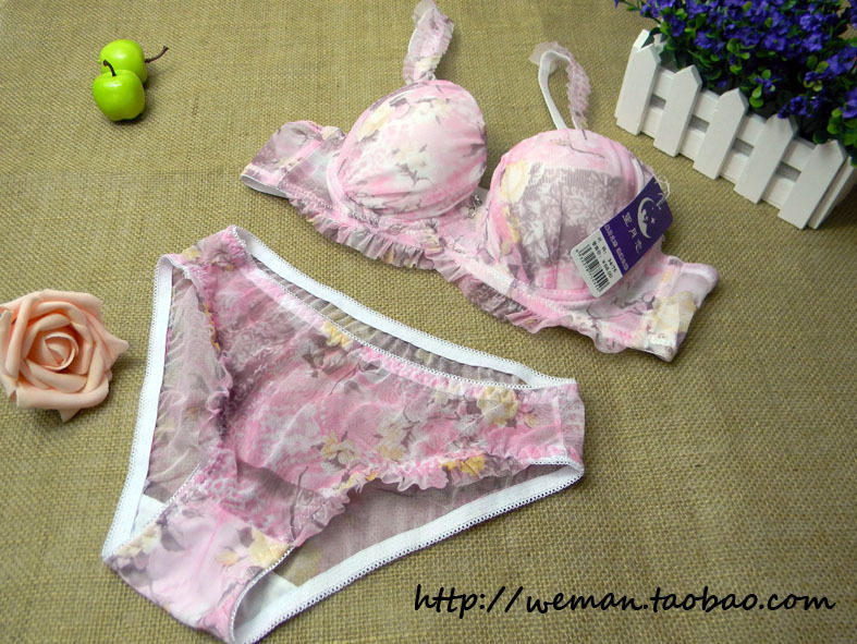 Adjustable underwear bra push up chiffon female underwear set