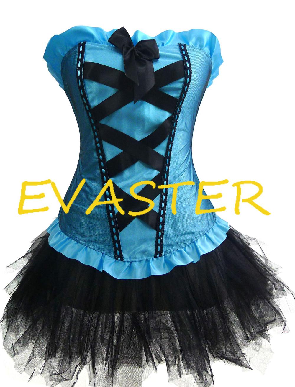 Adorable Exquisite Cheap Lace-Up Burlesque corset dress with skirt