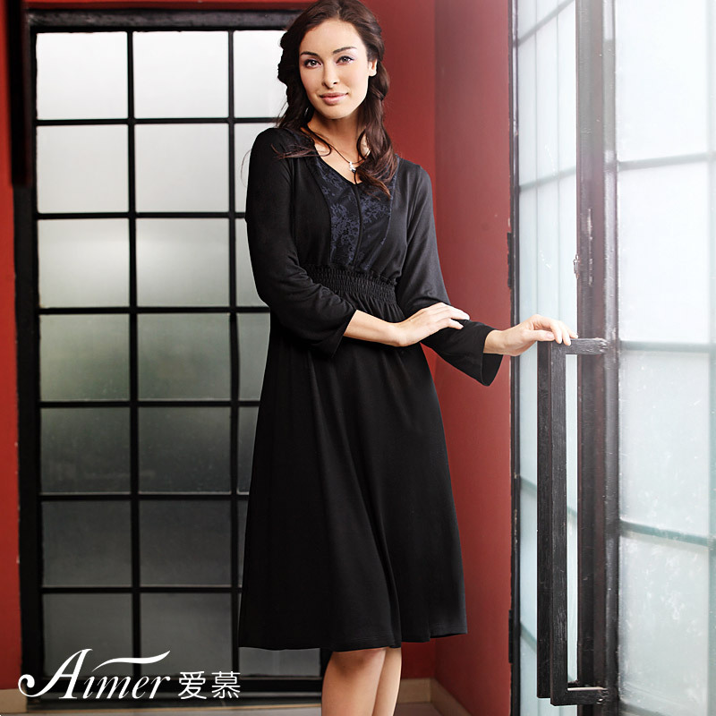 Adorer plain modal medium-long nightgown am44082