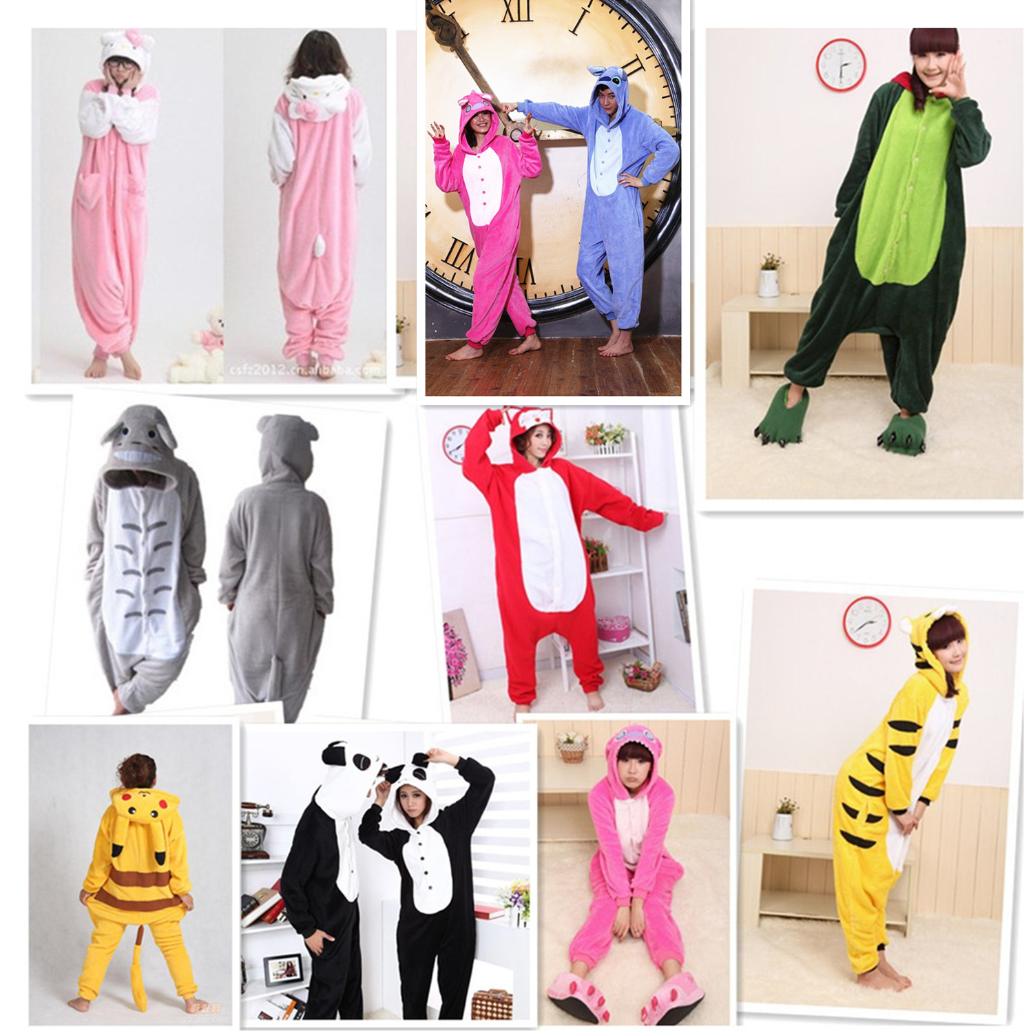 Adult onesie New year coral fleece animal cartoon one piece sleepwear lovers lounge performance wear