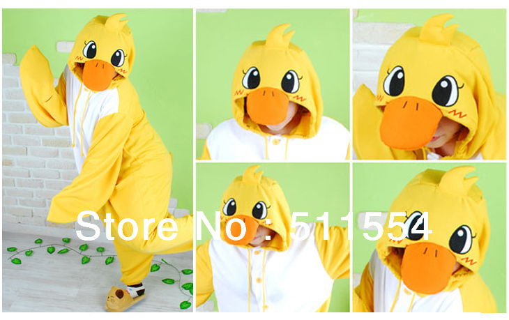 Adult pajamas costume women sleepwear suits DUCK cartoon animal pajamas kigurumi fleece long sleeve pajamas sets,free shipping