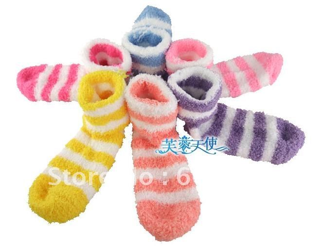 Adult thick towel of warm socks/warm socks/hair circle/floor sox candy color stripe socks