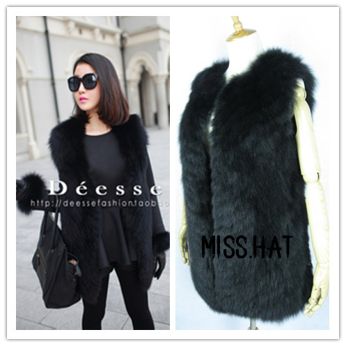 Advanced deesse long design blue fox fur vest