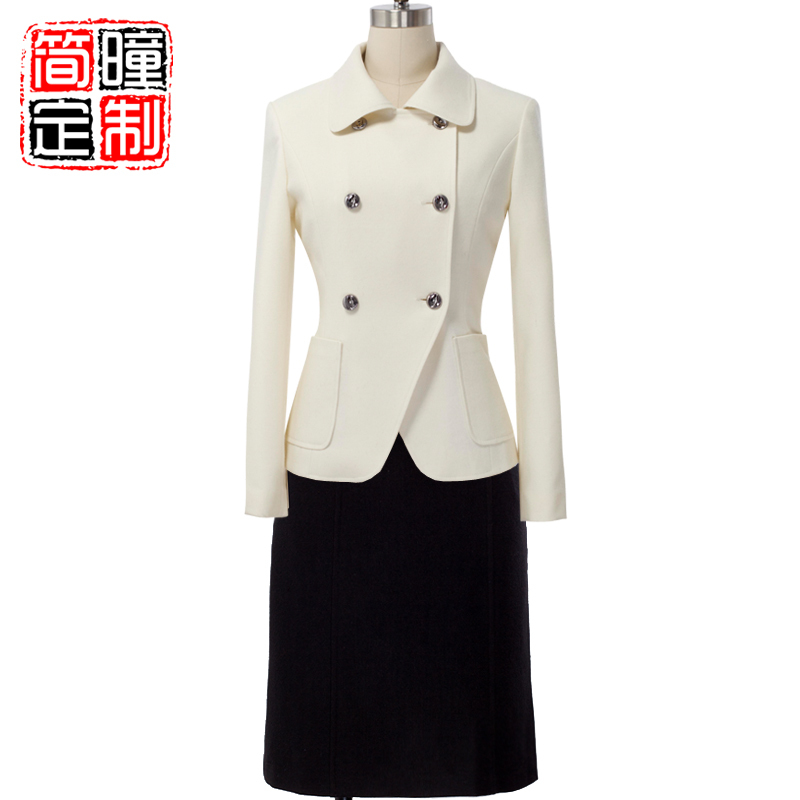 Advanced professional women's ladies elegant quality wool double breasted outerwear a skirt a193